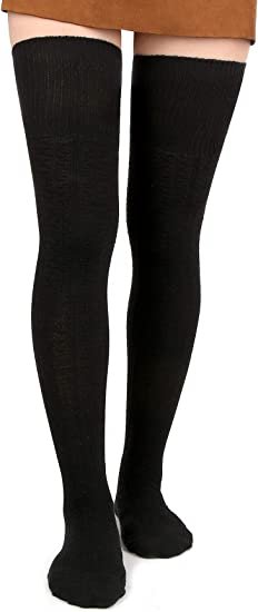 Women's thigh high stockings with extra long cotton knitted insulation (1 Pairs)